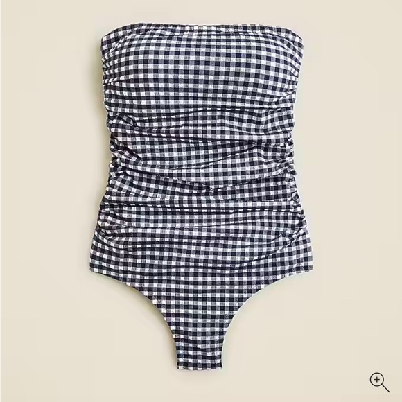 J. Crew Other - J Crew Ruched bandeau one-piece in gingham Bathing Suit swimsuit NEW size 14